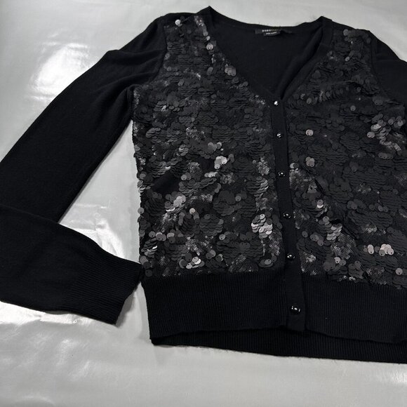 BCBGMaxazria Cardigan Sequins Women Button Front Evening Long Sleeve Sweater - Picture 4 of 16